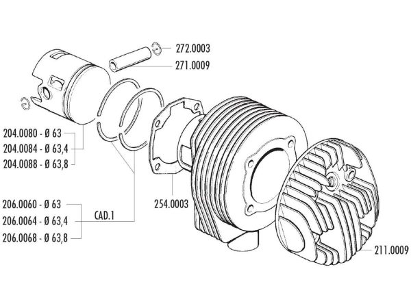 Polini 63mm Piston Kit for Vespa PX