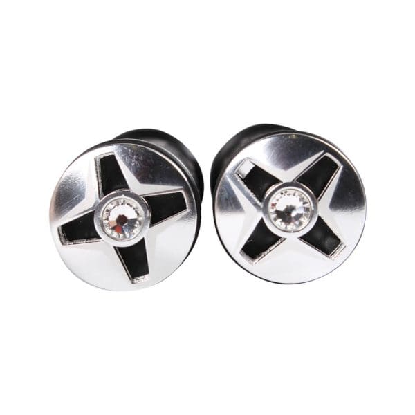 NCY Aluminum Rhinestone Grip Set (Silver, 7/8"); Universal - Image 2