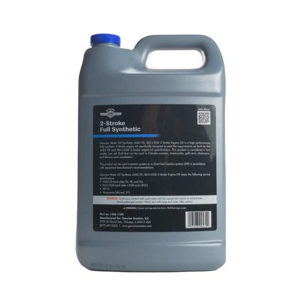 Genuine Motor Oil: Synthetic 2T JASO FD Engine Oil; 1 Gallon - Image 2