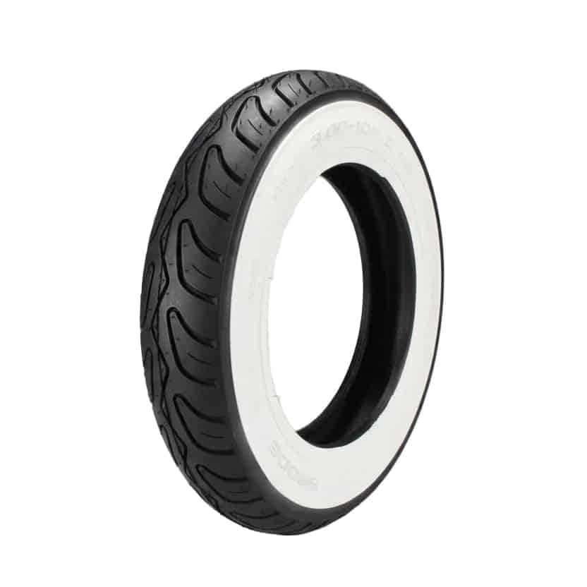 Prima Whitewall Scooter Tire; 3.00-10 - TUBELESS