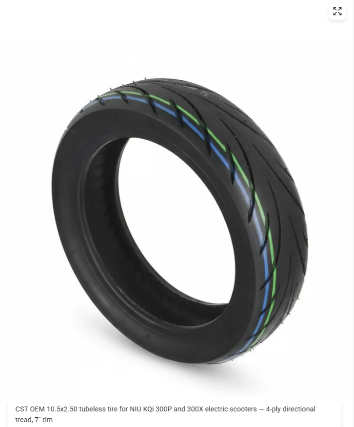CST 10.5x2.50 Tubeless Tire for NIU KQi 300P & 300X (OEM)