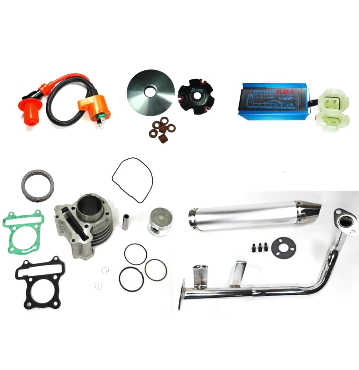 ScootsUSA Select - High Performance Speed Kit GY6-60cc (44mm) Comes with All Parts Shown - Image 2