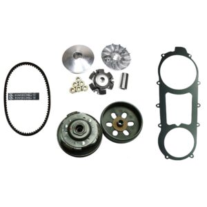 ScootsUSA Select - GY6-150 (150cc) Long Case Clutch & Belt Kit Front Clutch Variator, Rear Pulley, Powerlink Drive Belt & Cover Gasket for Units with the 842x20x30