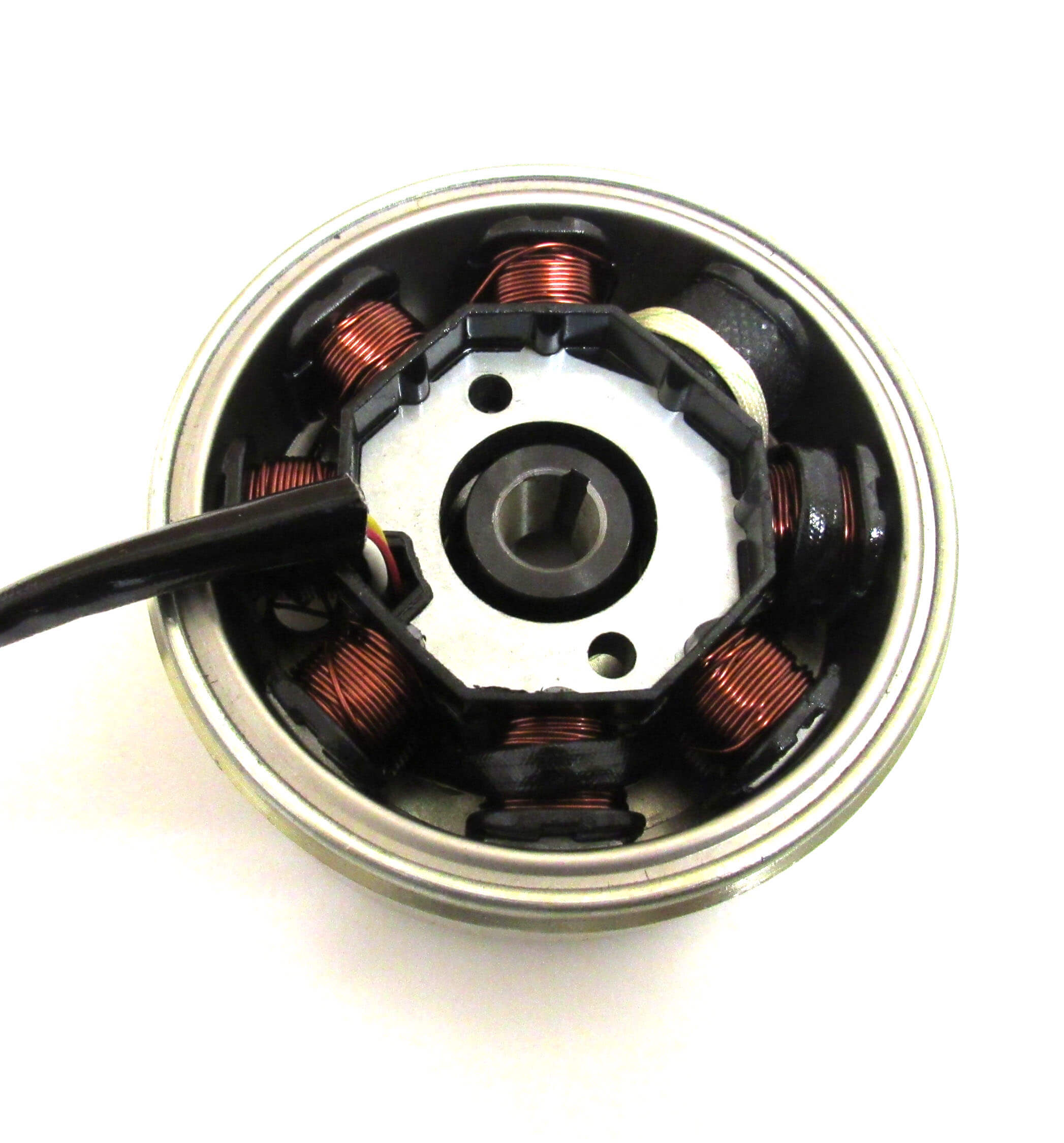 ScootsUSA Select - GY6 50cc 8 Pole Stator Magneto, Flywheel, Flwheel Puller Tool & Cooling Fan for a Variety of GY6-50cc Scooters Stator Dimensions 8 Coils 2 Pin in 3 Pin Jack + 2 Wires Pickup Coil - Image 2
