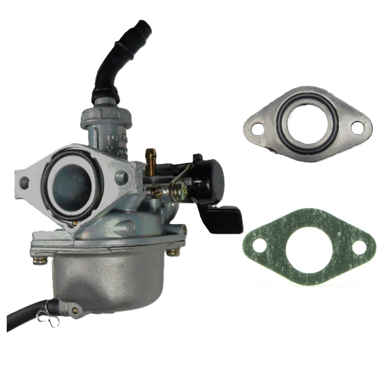 ScootsUSA Select - Carburetor PZ19 Manual Choke Lever LH with Insulator & Paper GasketFits Coleman 70DX, 125DX, Tao Tao, Coolster, Peace, Icebear, Dirt Bikes, ATVs, GoKartsIntake ID 16 Air Box OD 35