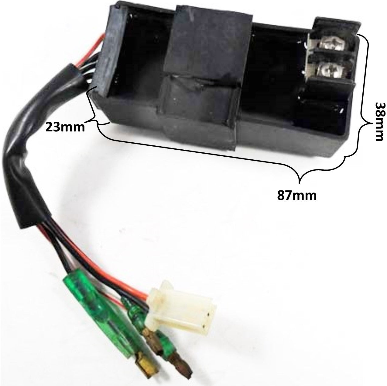 ScootsUSA Select - CDI Box 2 Stroke Alpha Sports Kolt 50 49-90cc Taiwan ATVs, Scooters 2 Pin Jack, 1 FM Plug, Male Plugs, Screws 87x38x23