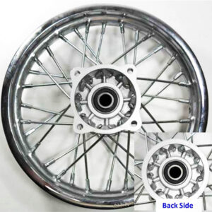 ScootsUSA Select - Front Rim (Chrome) 1.40x10 Disc Brake Bolts Cross C/c 92mm, Adjacent 65mm, 15mm Axle for Tomberlin 110cc Dirtbike