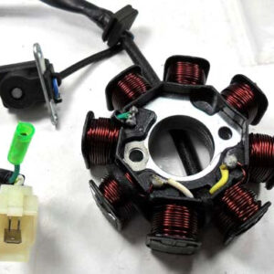ScootsUSA Select - Stator 8 Pole 3 Pins in 3 Pin Female Jack + 1 Wire OD 88 ID 29 H 29 Bolts C/c 42 Pickup Coil C/c 34
