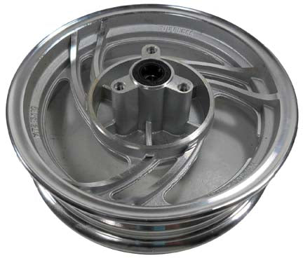 ScootsUSA Select - Wheel Rim (Front) (2.50x10), Rotor Bolt Pattern 3x57mm Offset 0.50 In, Shaft ID 10 Mm, Silver