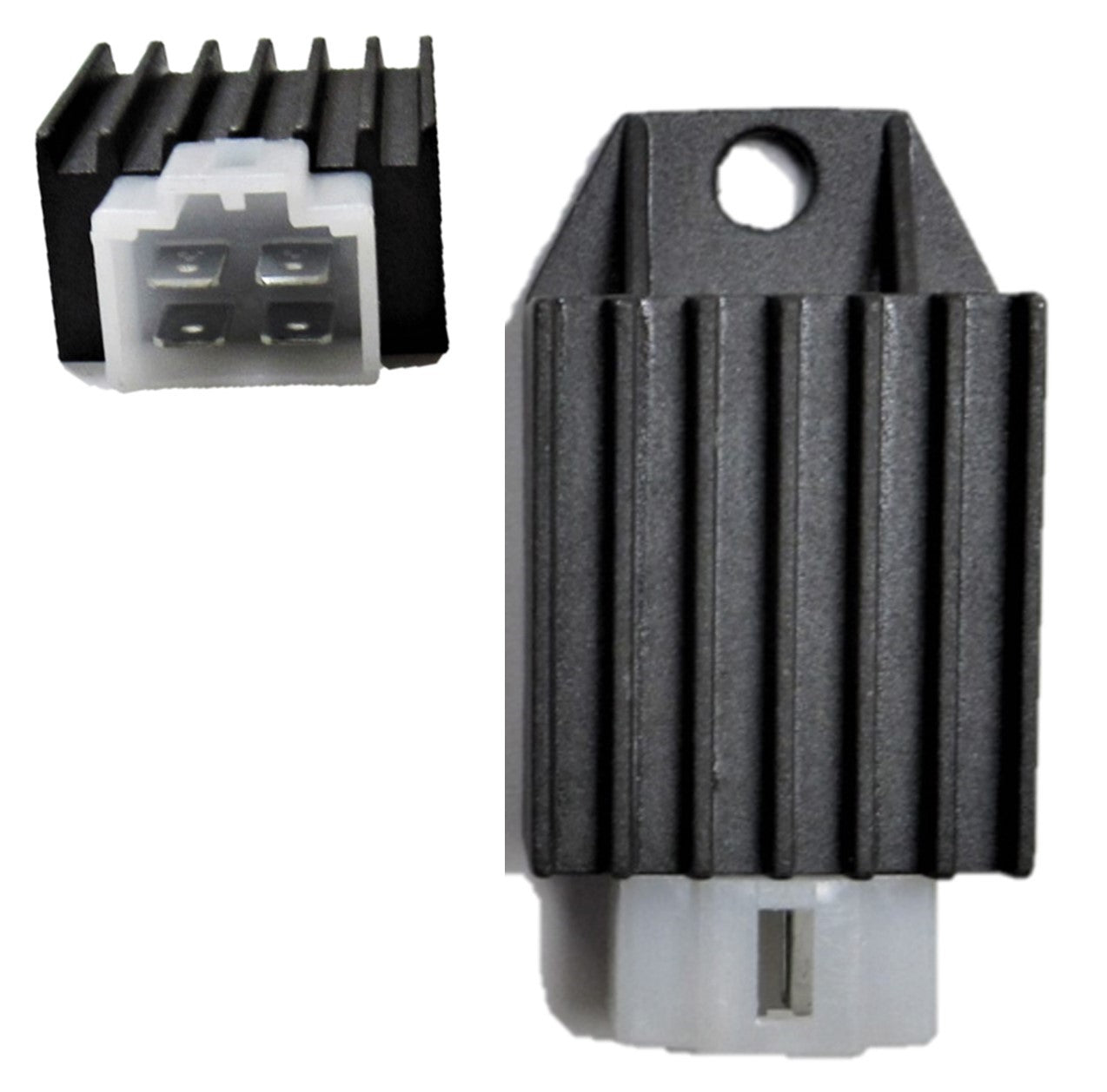 ScootsUSA Select - Voltage Regulator Rectifier 49-259cc ATVs, GoKarts, Scooters,Dirtbikes 4 Pins in 4 Pin Jack 54x36