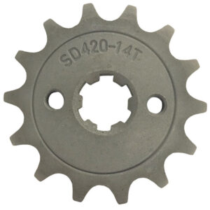 ScootsUSA Select - Front Sprocket #420 14th Bolts 2x30mm Ctr to Ctr, Splines 6 Shaft 14/17mm (shortest/longest Point) 50-125cc Most Chinese ATVS