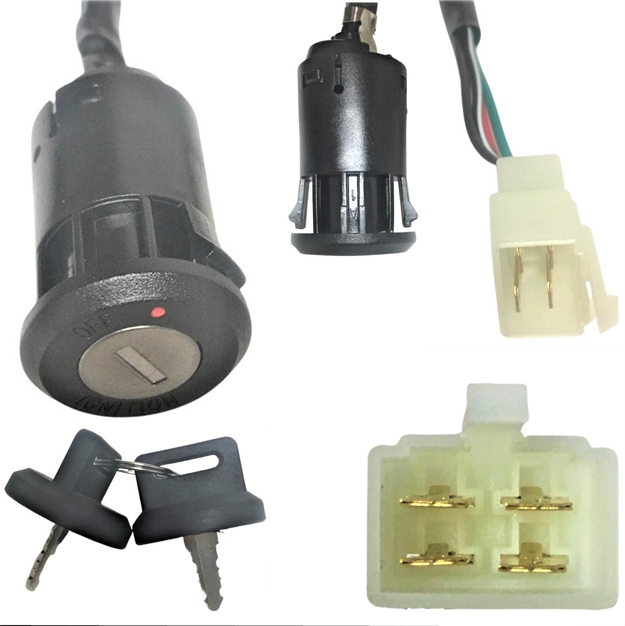 ScootsUSA Select - Ignition Switch for E-Ton Yukon CXL-150, Baja, + Many Other ATVS 4 Pins in 4 Pin Female Jack OD 25mm