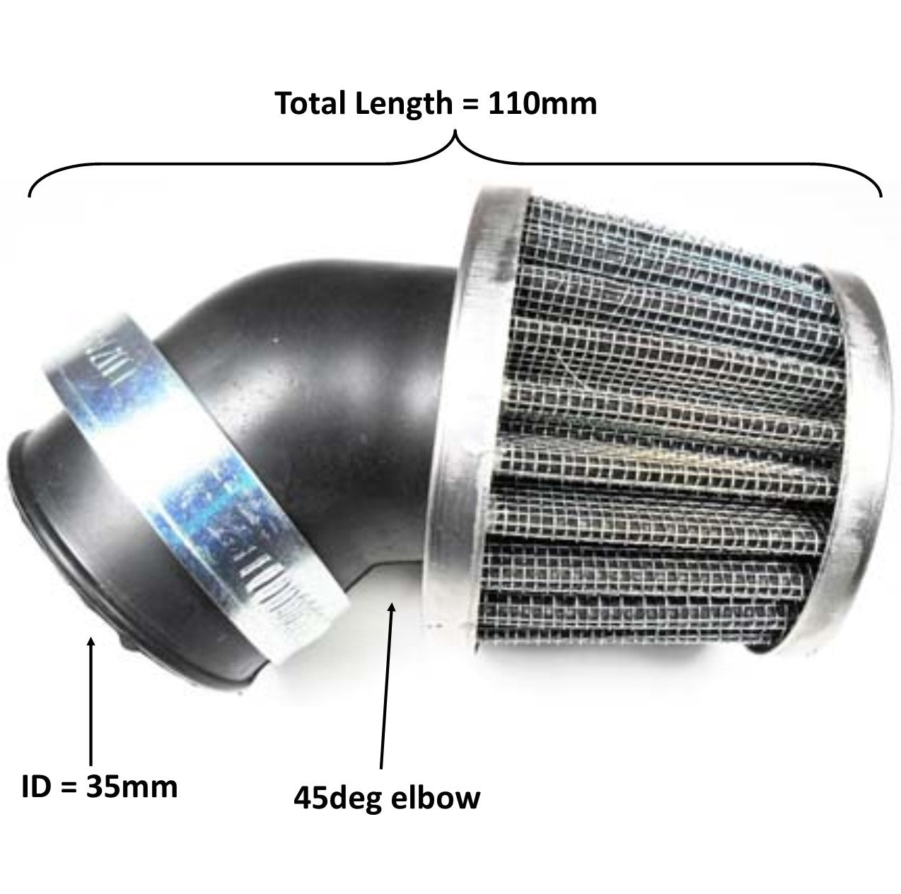 ScootsUSA Select - Air Filter ID 35mm, Total L 110mm W/45 Elbow