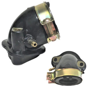 ScootsUSA Select - Intake Manifold for GY6-125, GY6-150 ATVs, GoKarts, Scooters, UTVS ID 22 ID 32 Bolts C/c 45mm Bolt Height 34mm 2 Nipple