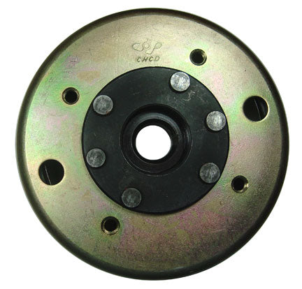 ScootsUSA Select - Flywheel GY6-125, GY6-150 ATVs, GoKarts, Scooters ID 90mm H 43mmShaft ID Thread Side 15mm, Shaft Stator Side 18.6mm