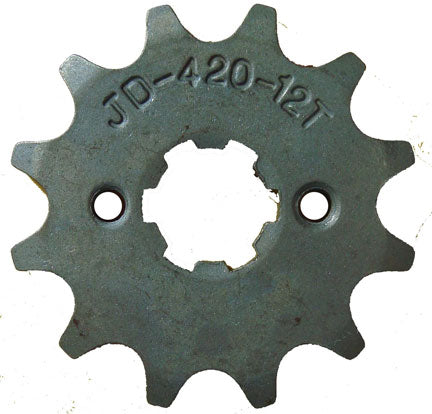 ScootsUSA Select - Front Sprocket #420 12th Bolts 2x26mm Ctr to Ctr, Splines 6 Shaft 14/17mm (shortest/longest Point) Bolts M5, Holes to 26mm