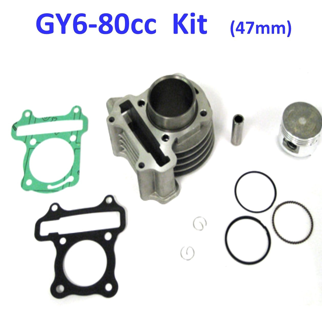 ScootsUSA Select - 80cc (High Performance) Cylinder Piston Top End Kit for GY6-50 QMB139 Chinese Scooter Motors. Bore 47mmRequires Head #634585