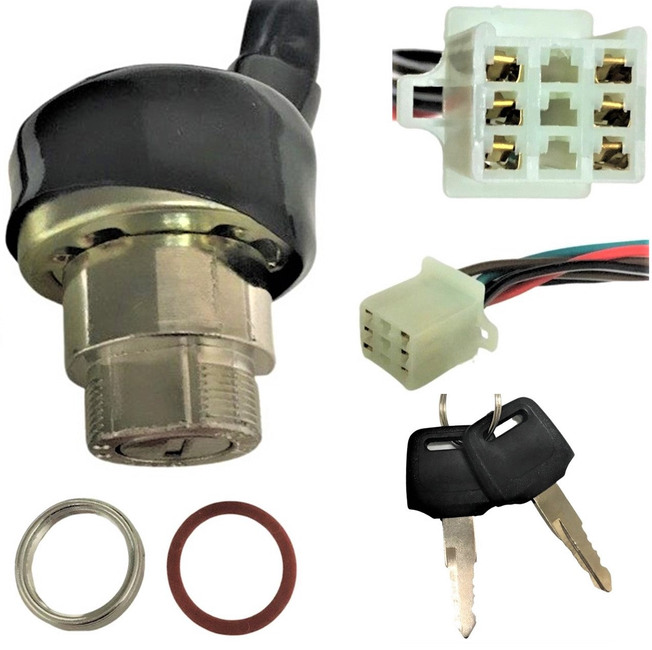 ScootsUSA Select - Ignition Switch for Many 70-110cc ATVS 6 Pins in 9 Pin Male Jack