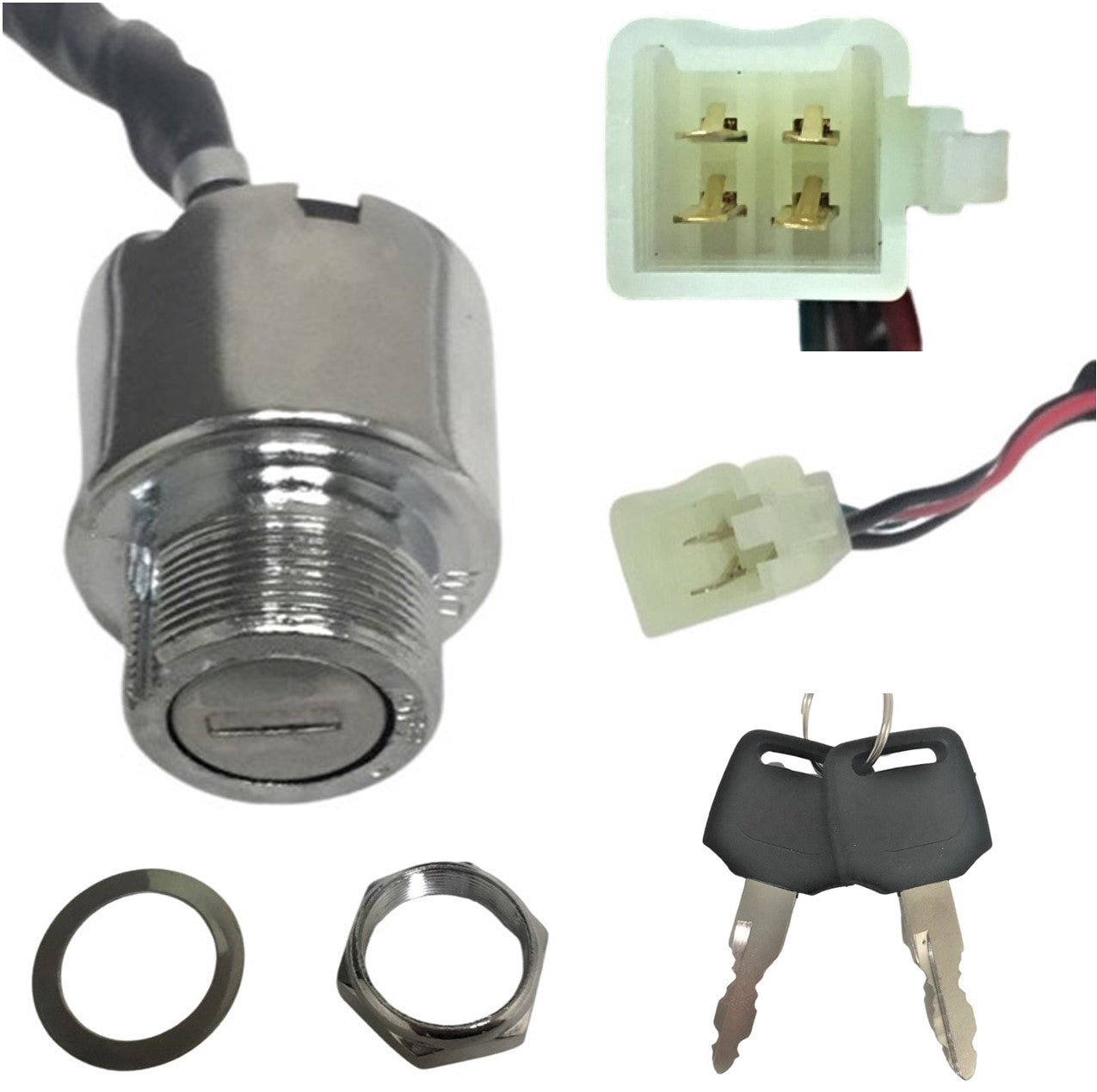 ScootsUSA Select - Ignition Switch for Many 50-110 Dirt Bikes 4 Pin in 4 Pin Female Jack