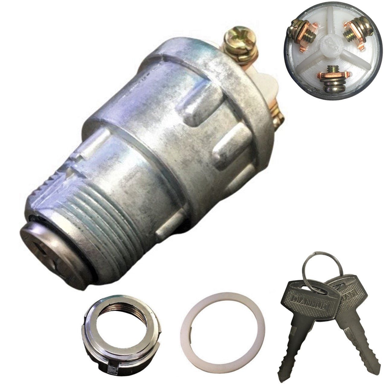 ScootsUSA Select - Ignition Switch Momentary Action (Springs Back) for Many Chinese GoKarts 3 Wire Terminals