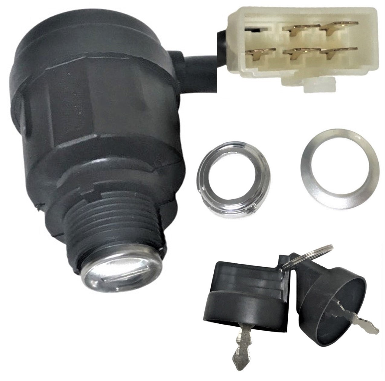 ScootsUSA Select - Ignition Switch Momentary Action (Springs Back) for Many Chinese GoKarts 5 Pins in 6 Pin Female Jack