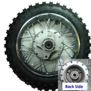 ScootsUSA Select - Rear Wheel with TireRim 1.40X10 Tire 2.50x10Drum ID 80 Axle 12mm Bolts Cross C/c 90mm