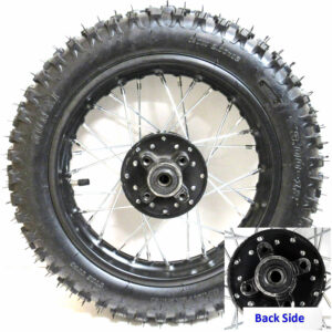 ScootsUSA Select - Rear Wheel with TireRim 1.85x12Tire 3.00x12 Disc BrakeSide 1 Bolts Cross C/c 68mm Side 2 66mm Axle ID 12mm Seal 20x37x7x6