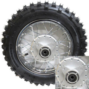ScootsUSA Select - Rear Wheel with TireRim 1.85x12 Tire 3.00x12Disc BrakeSide 1 Bolts Cross C/c 68mmSide 2 66mm, Axle ID 12mm Seal 20x37x7x6