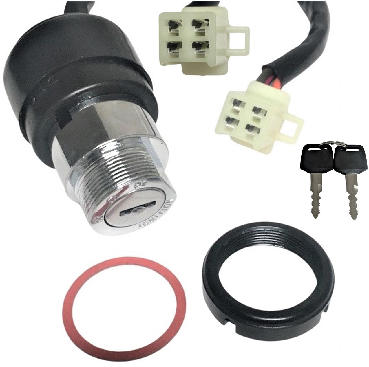 ScootsUSA Select - Ignition Switch for Many ATVs, Dirtbikes 4 Pin in 4 Pin Male Jack
