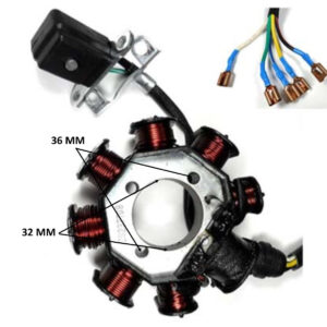 ScootsUSA Select - Stator 150-250cc 8 Pole OD 89 ID 32 H 34 5 Wires No Jack Pickup Coil C/c 36