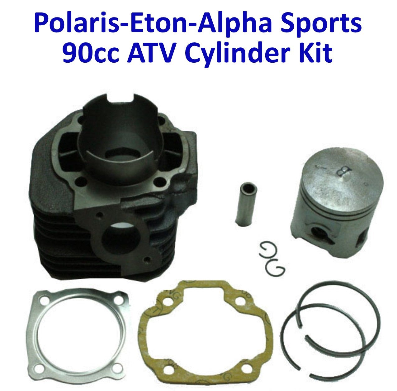 ScootsUSA Select - Cylinder Piston Top End Kit 90cc 2 Stroke for E-Ton Implus TXL90, Thunder AXL90, Sierra DXL90, Viper RXL90, RXL90R ATVS + Adly Polaris, Dinli, Alpha Sports B 52mm Pin 12mm H 77mm