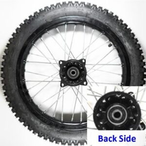 ScootsUSA Select - Front Wheel with TireRim 1.40X14 Tire 2.50(60/100)x14Disc Brake Black Axle ID 12 Bolts Cross C/c 100mm