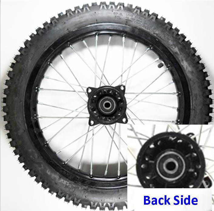 ScootsUSA Select - Front Wheel with TireRim 1.40X14 Tire 2.50(60/100)x14Disc Brake Black Axle ID 12 Bolts Cross C/c 100mm