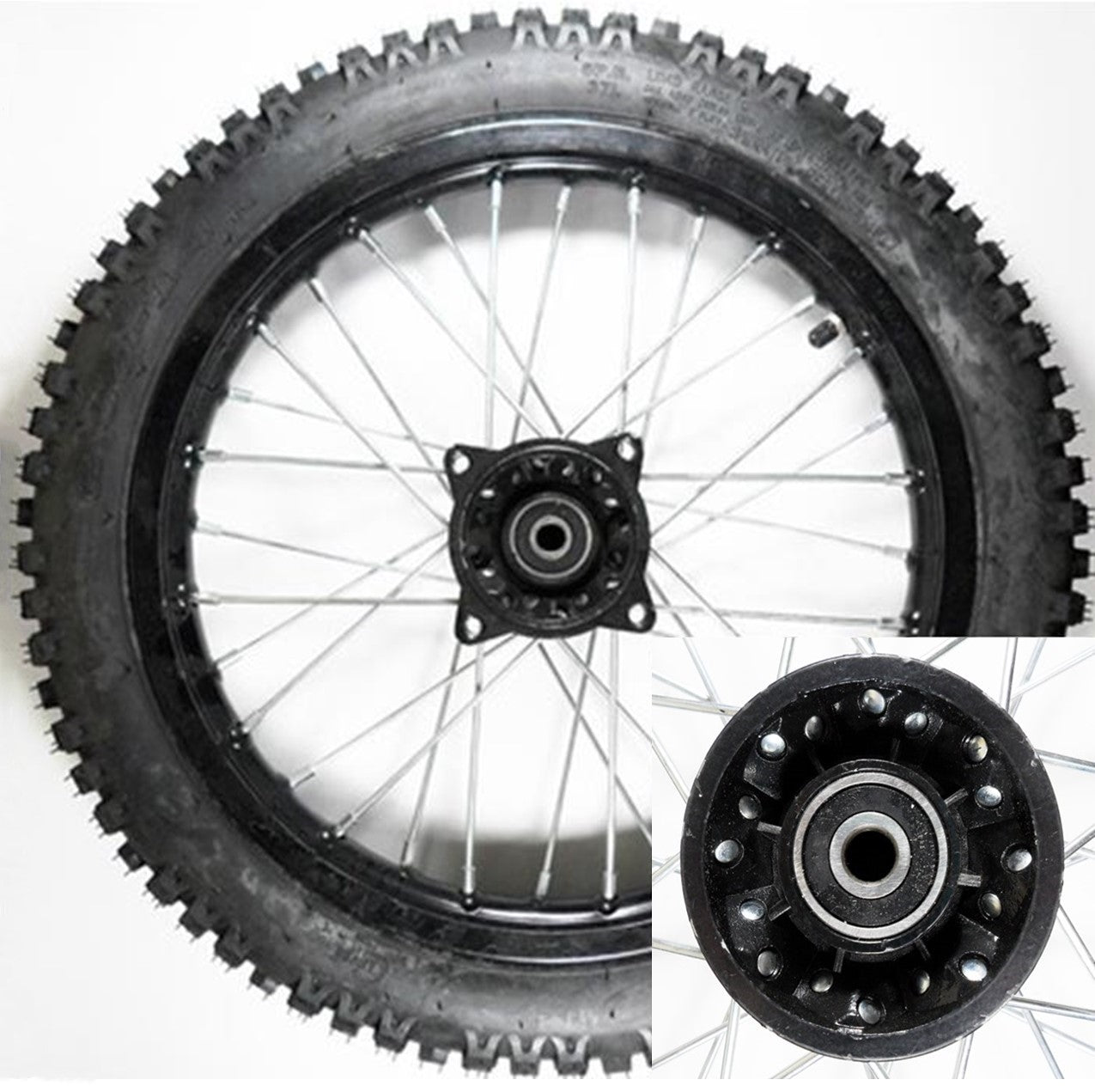 ScootsUSA Select - Front Wheel with TireRim 1.40X14 Tire 2.50(60/100)x14Disc Brake Black Axle ID 12 Bolts Cross C/c 100mm - Image 2