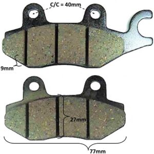 ScootsUSA Select - Disc Brake Pads 27x77x9 C/c 40mm for E-Ton Yukon CXL150, Viper RXL150R ATVS