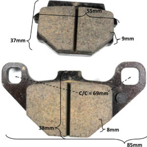 ScootsUSA Select - Disc Brake Pads Heavy Duty with Locator Pin on Rear for E-Ton Viper RXL70, RXL90R, RXL150R, Vector 250 ATVS + E-Ton Matrix 50, 150cc Scooters