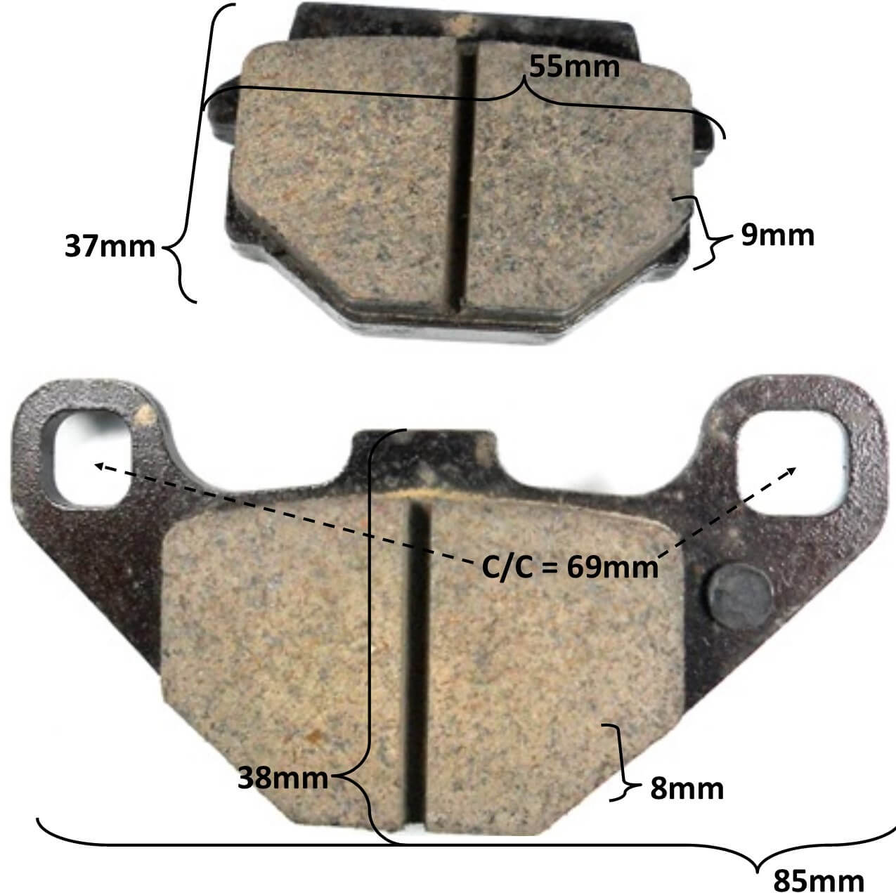 ScootsUSA Select - Disc Brake Pads Heavy Duty with Locator Pin on Rear for E-Ton Viper RXL70, RXL90R, RXL150R, Vector 250 ATVS + E-Ton Matrix 50, 150cc Scooters