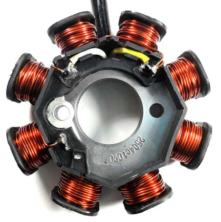 ScootsUSA Select - Stator 49-150cc 4 Stroke for E-Ton Sport 50, Tomos Nitro 50, 49cc Scooters. 8 Coil 2 Pin in 3 Pin Jack + 1 Wire OD 88 ID 29 H 28 Bolts C/c 41 Pickup Coil C/c 34 - Image 3