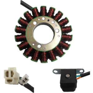 ScootsUSA Select - Stator 150-250cc 4 Stroke 18 Coil OD 102 3 Pin in 3 Pin Male Jack 2 in 2 Male Jack H 23 Ctr Hole ID 38 Pickup Coil Bolts C/c 36