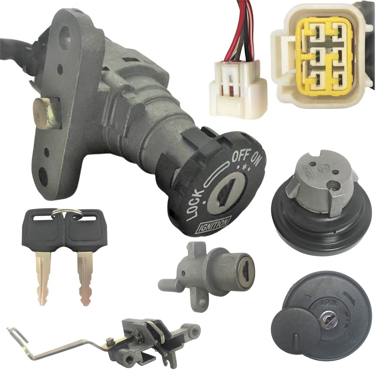 ScootsUSA Select - Ignition Switch for Many 50-150 Scooters with Gas Cap 5 Pin with 6 Pin FM Jack Bolts C/c 50mm