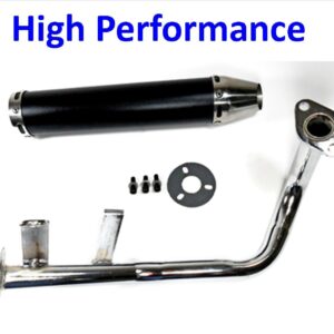 ScootsUSA Select - Exhaust Pipe High Performance Black/chrome for Most GY6-50 QMB139 49cc Chinese Scooter Motors Canister L 280mm D 60mm