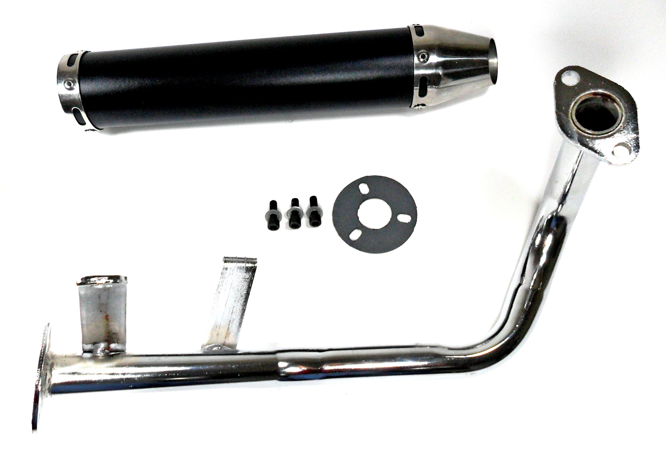 ScootsUSA Select - Exhaust Pipe High Performance Black/chrome for Most GY6-50 QMB139 49cc Chinese Scooter Motors Canister L 280mm D 60mm - Image 2