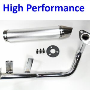 ScootsUSA Select - High Performance Chrome Exhaust Pipe for Most GY6-50 QMB139 49cc Chinese Scooter Motors Canister L 280mm D 60mm