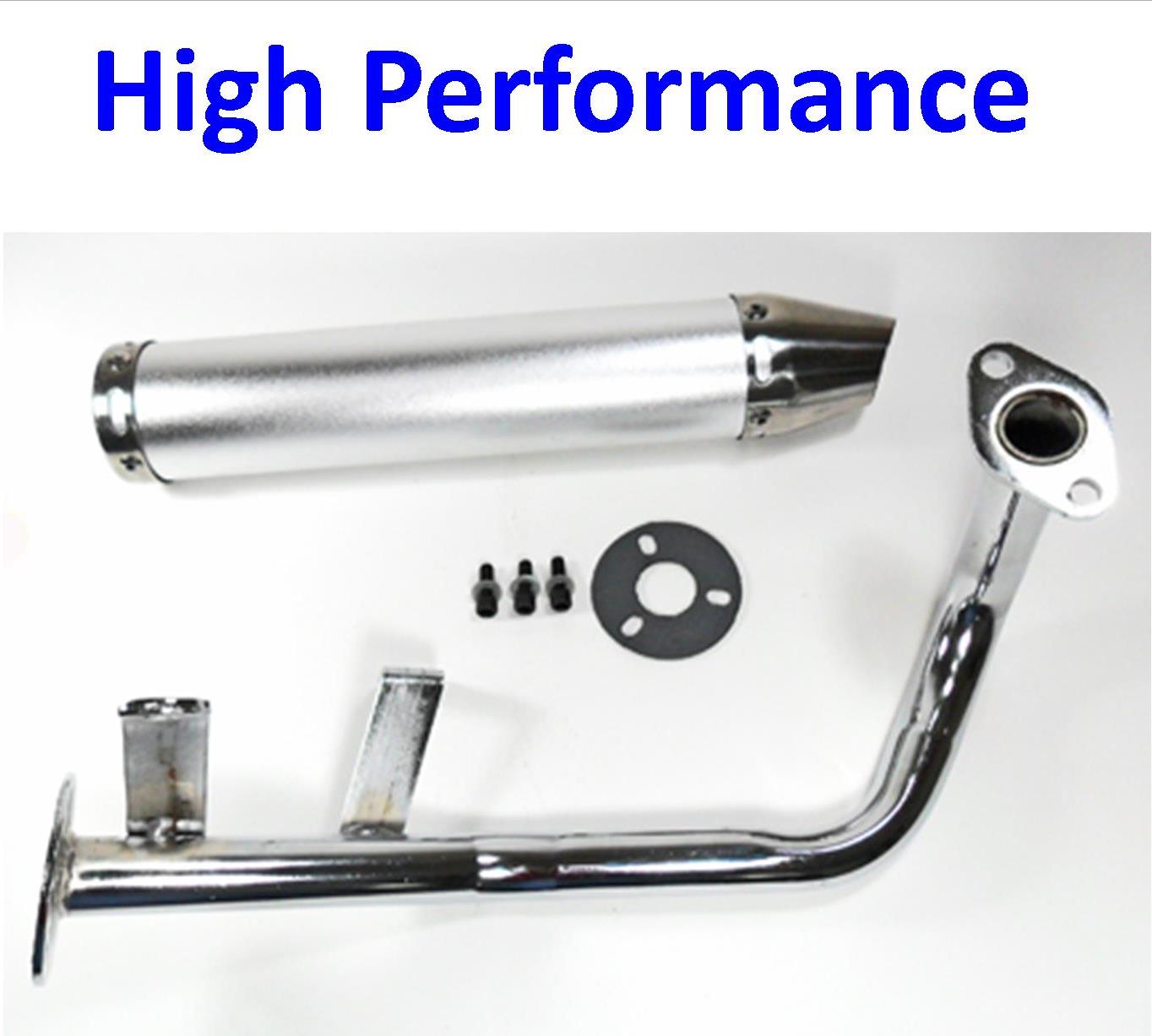 ScootsUSA Select - High Performance Chrome Exhaust Pipe for Most GY6-50 QMB139 49cc Chinese Scooter Motors Canister L 280mm D 60mm
