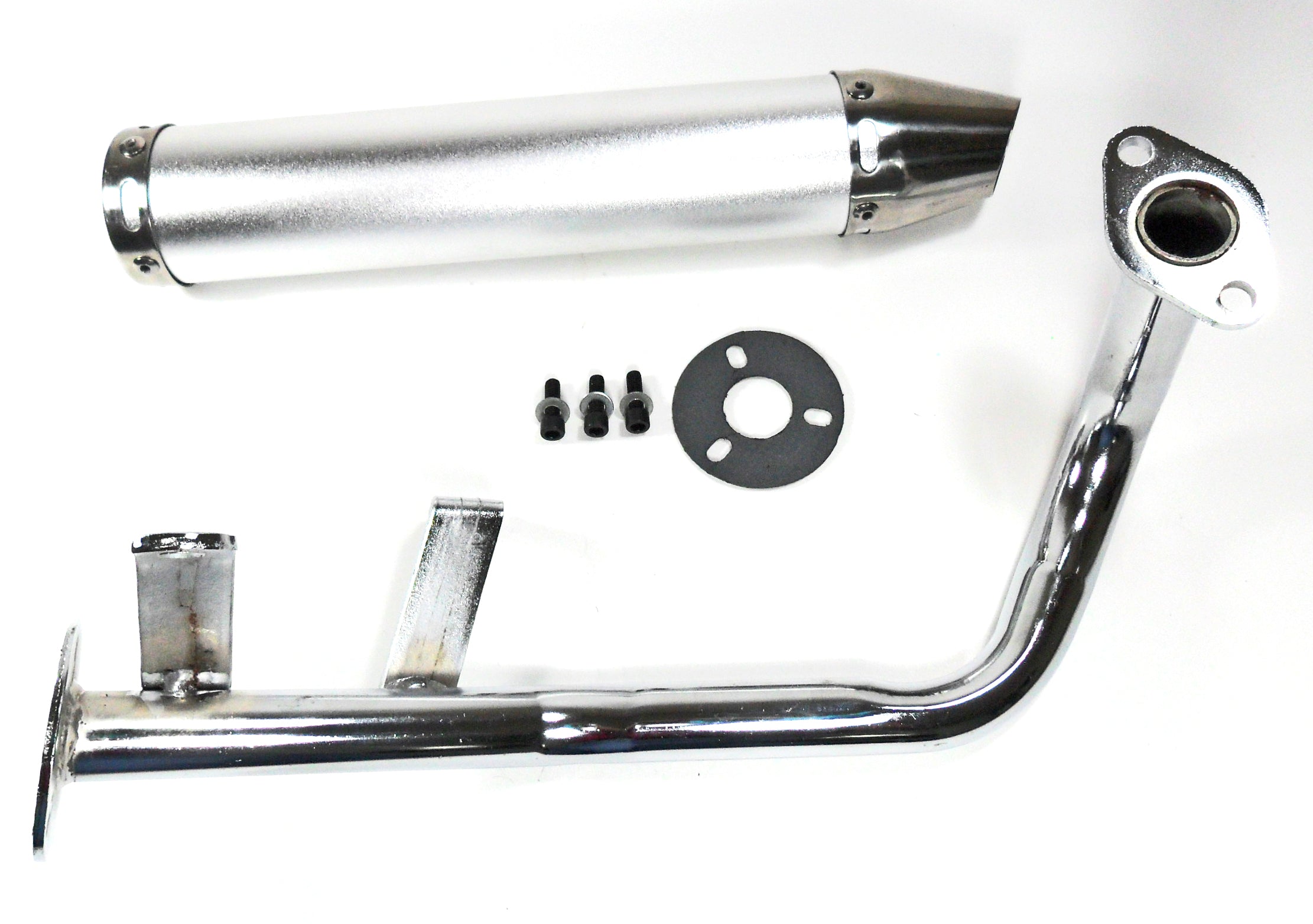 ScootsUSA Select - High Performance Chrome Exhaust Pipe for Most GY6-50 QMB139 49cc Chinese Scooter Motors Canister L 280mm D 60mm - Image 2
