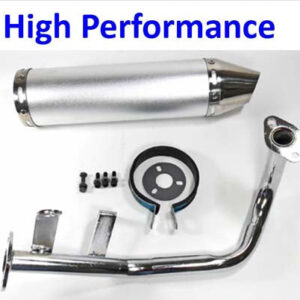 ScootsUSA Select - Exhaust Pipe High Performance Chrome for Most GY6-50 QMB139 49cc Chinese Scooter Motors Canister L 300mm D 88mm
