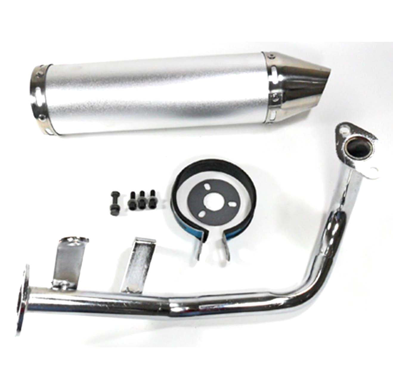 ScootsUSA Select - Exhaust Pipe High Performance Chrome for Most GY6-50 QMB139 49cc Chinese Scooter Motors Canister L 300mm D 88mm - Image 2