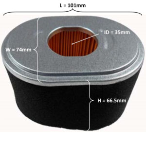 ScootsUSA Select - Air Filter Honda Type GX110 -GX200 and Other 5.5HP (163cc) - 6.5HP (212cc) Motors Used on Generators, GoKarts, Minibikes, Power Equipment ID 35mm L 101mm W 74mm H 66.5mm
