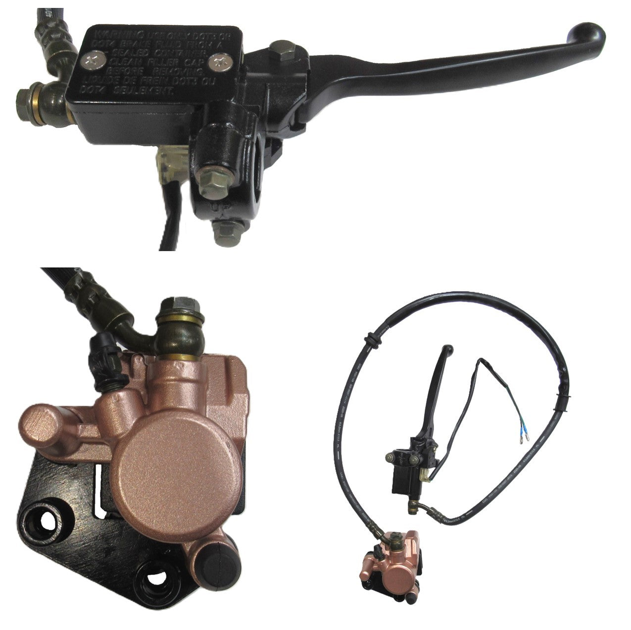 ScootsUSA Select - Front Brake Assembly - Brake Line 36" Caliper Bolts C/c 43mm Caliper L 94mm W 82mm - Tao Tao Atm 50 A/A1 (Speedy), Venus 50 - Others