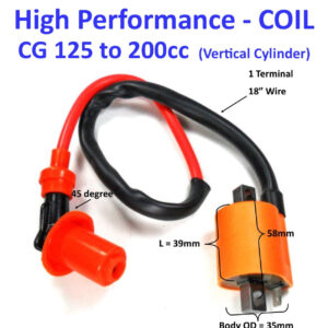 ScootsUSA Select - Ignition Coil Racing High Performance Plug Cap 45deg, 18" 1 Terminals for Many ATVs, Motocycles with 110-250cc Engines